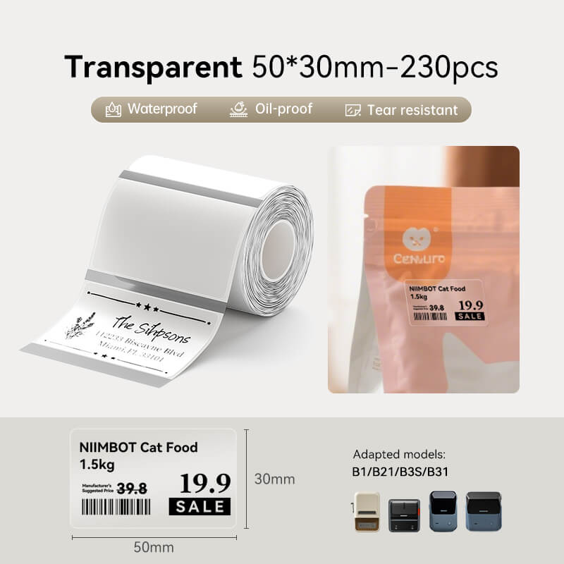 Clear Label Tape for B21, B1, B3S