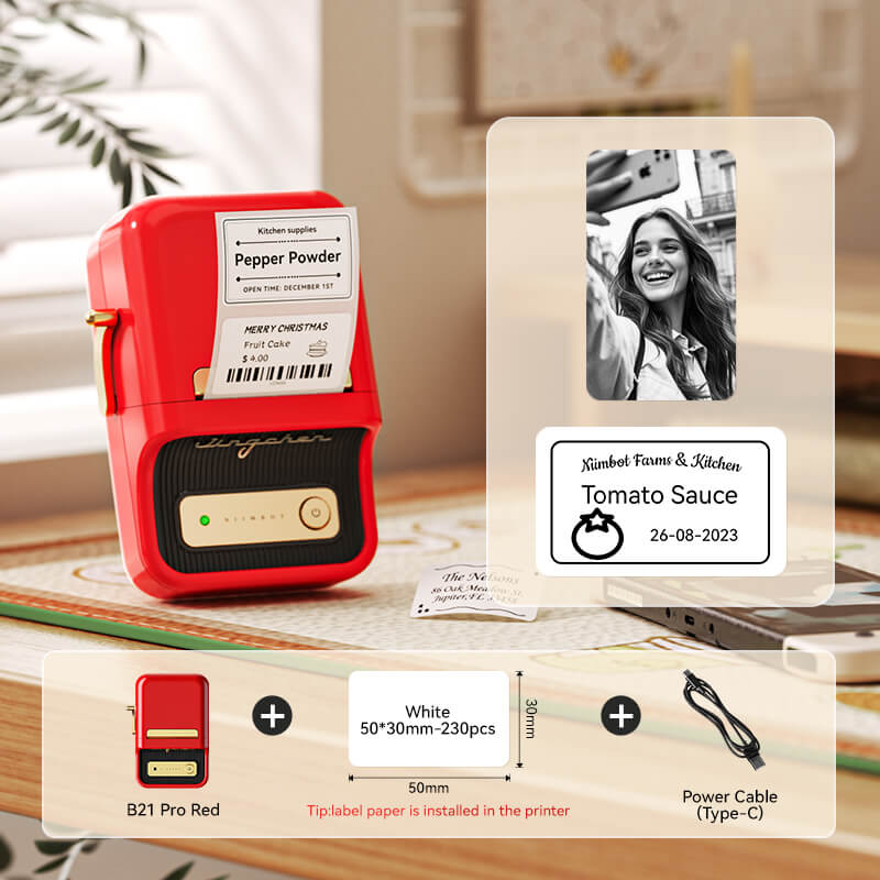 NIIMBOT B21 Pro 300dpi Label Printer, Photo Printing, Bluetooth Connection for Home, Business, Office