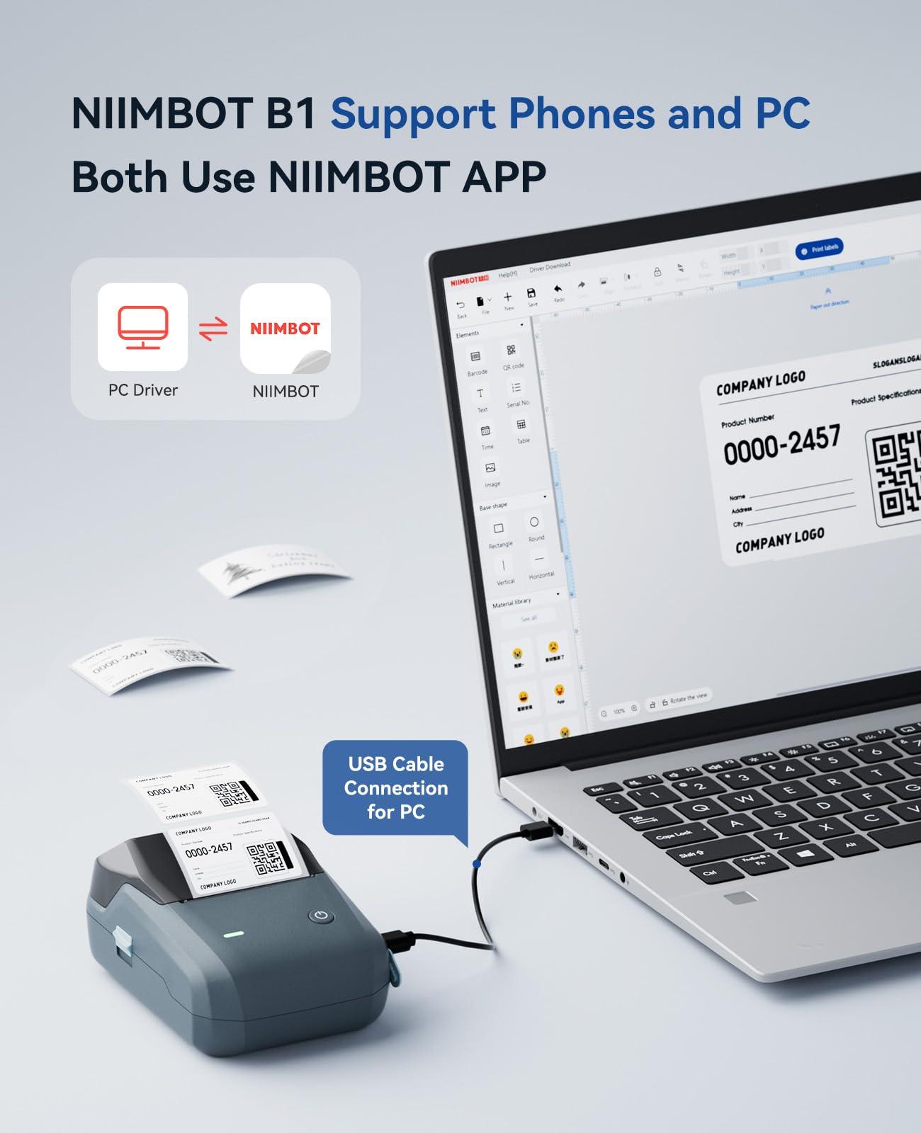 NIIMBOT B1 Inkless Thermal Label Printer, Create Professional Business Labels with Ease