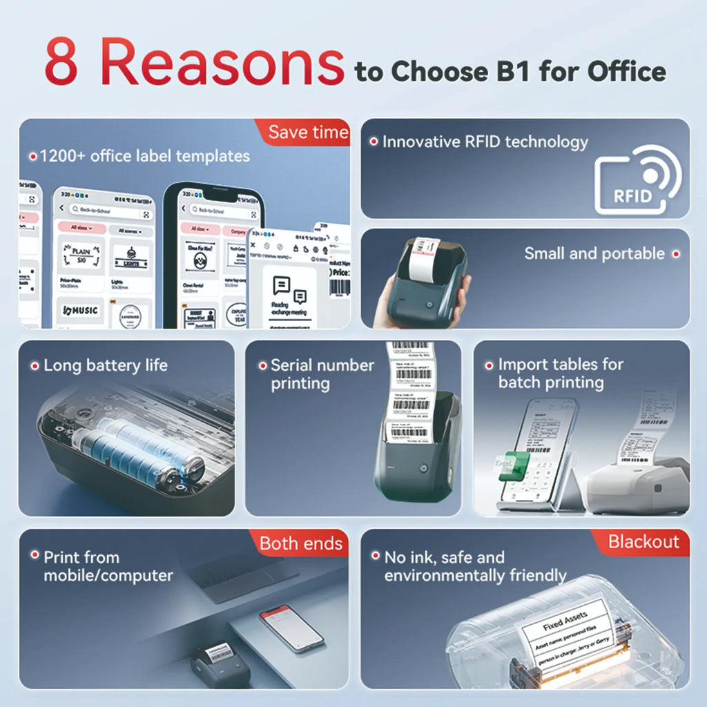 NIIMBOT B1 Multifunctional Office Label Printer for Home, Business Support Android, iPhone, Windows