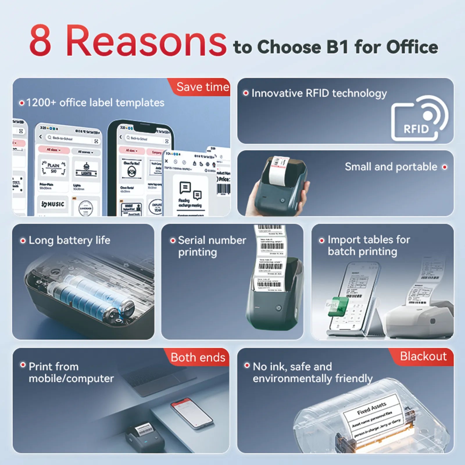 NIIMBOT B1 Multifunctional Office Label Printer for Home, Business Support Android, iPhone, Windows