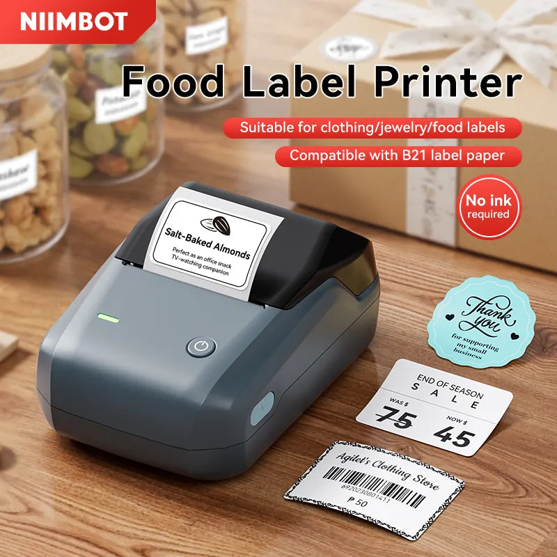 NIIMBOT B1 Thermal Food label printer for Home, Business Support Android, iPhone, Windows