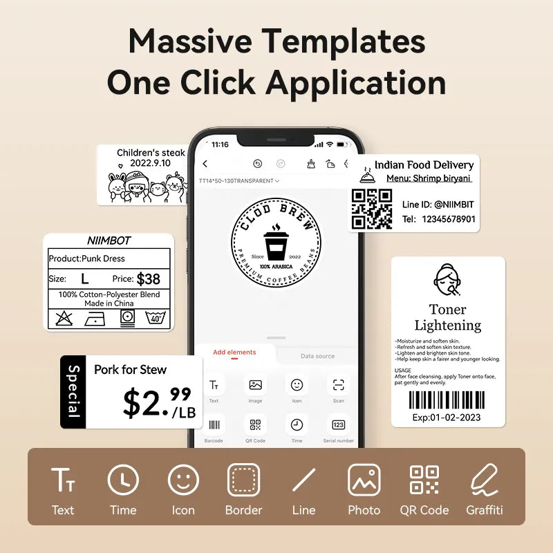 NIIMBOT B1 Thermal Food label printer for Home, Business Support Android, iPhone, Windows