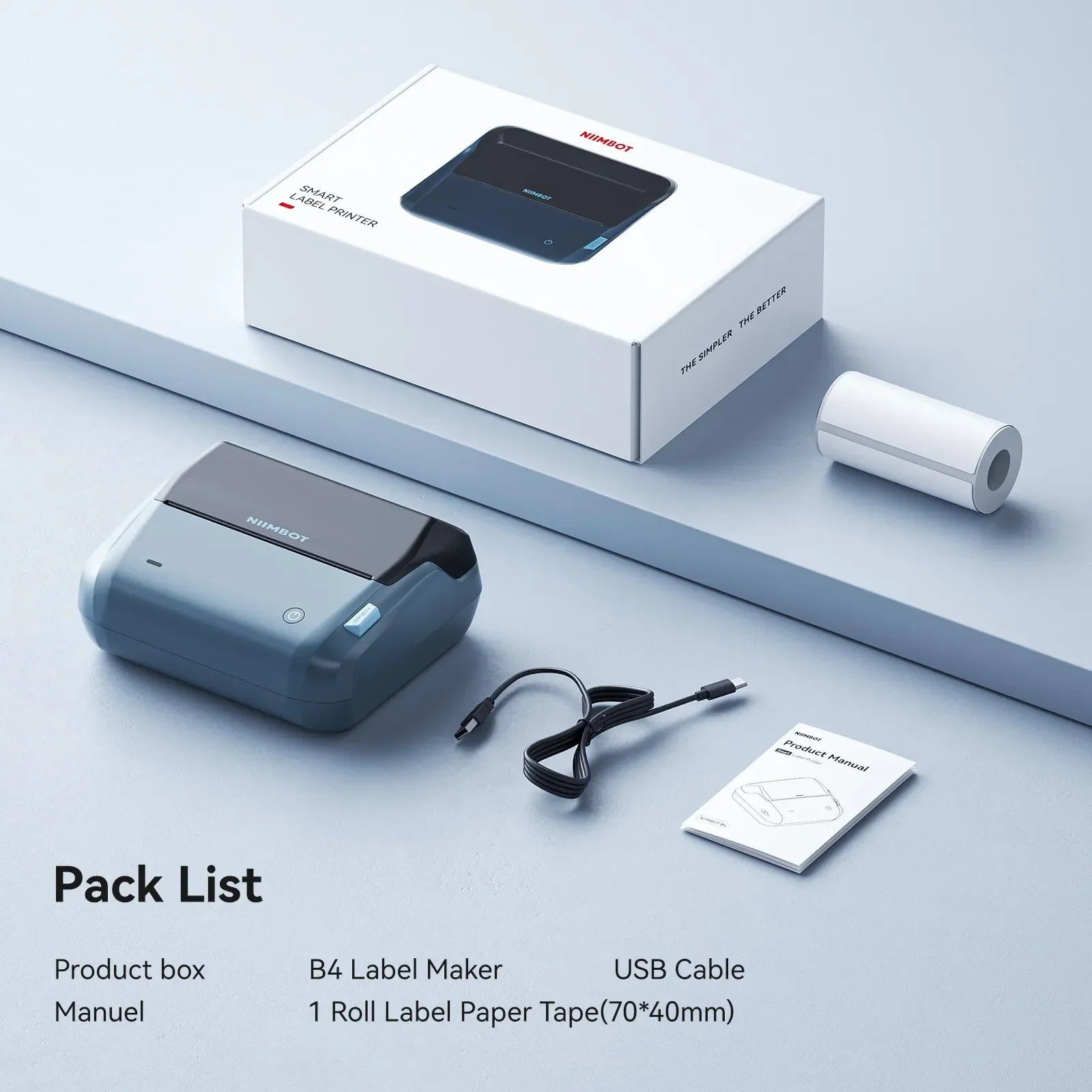 NIIMBOT B4 Inkless Thermal Label Maker for Shipping Label, Idea for bussiness&offices