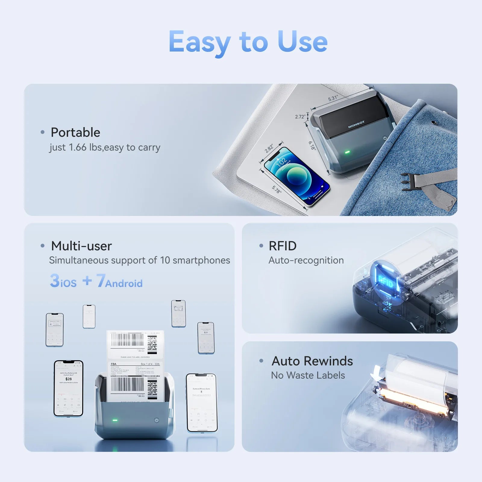 NIIMBOT B4 Inkless Thermal Label Maker for Shipping Label, Idea for bussiness&offices