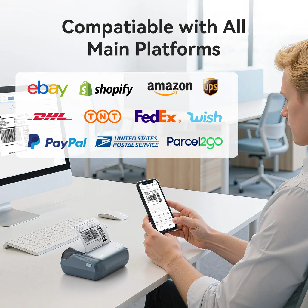 NIIMBOT B4 Inkless Thermal Label Maker for Shipping Label, Idea for bussiness&offices