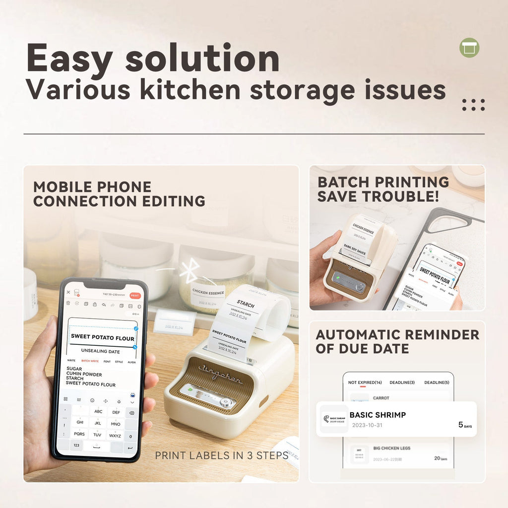 NIIMBOT B21 Bluetooth Thermal Kitchen Storage Labels Printer, Efficient for Home, Support PC&Phone