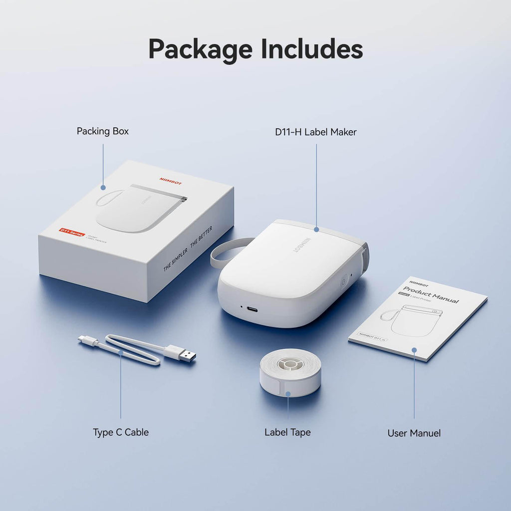 NIIMBOT D11 Upgraded 300dpi Mini Printer Portable Bluetooth Connection for Home, School