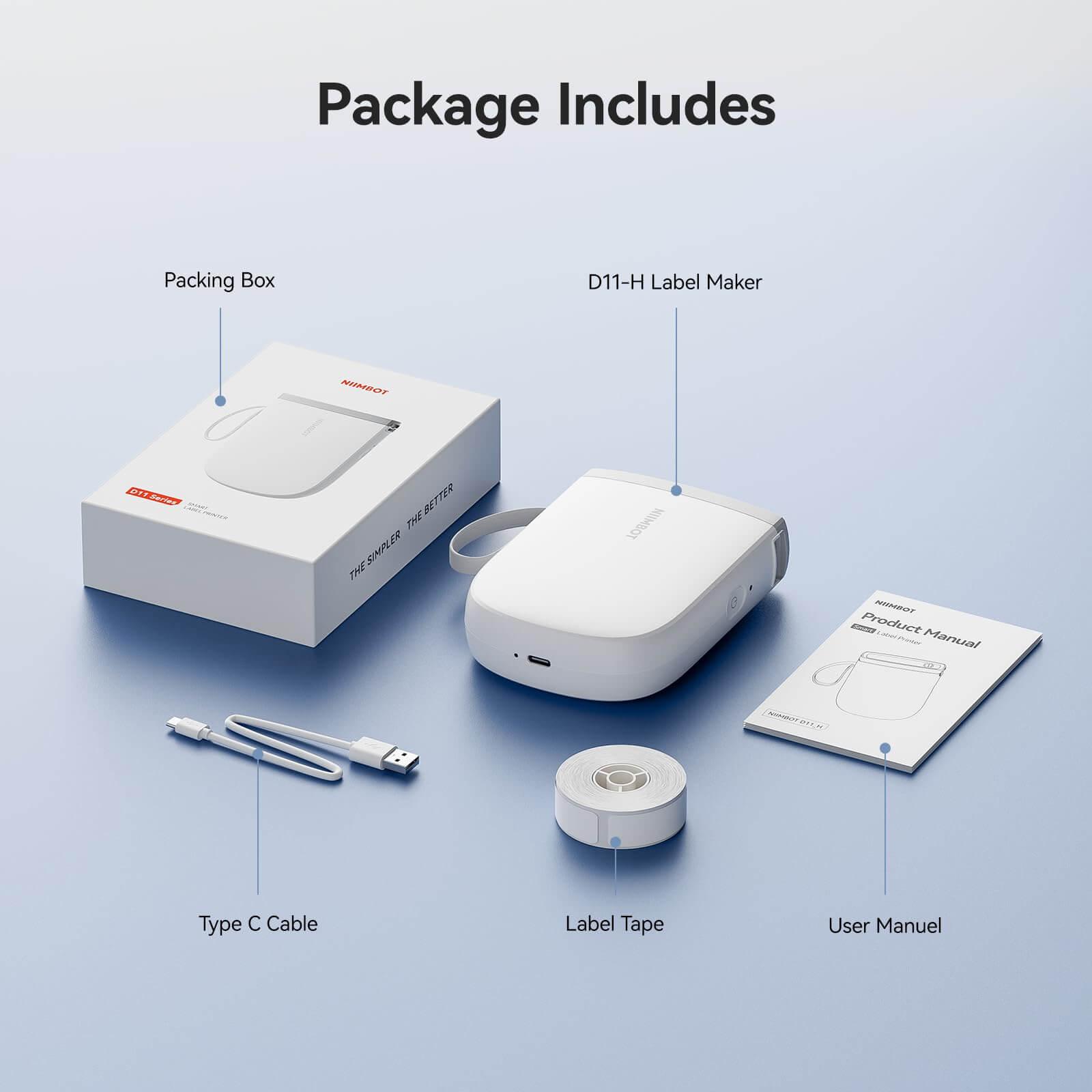 NIIMBOT D11 Upgraded 300dpi Mini Printer Portable Bluetooth Connection for Home, School