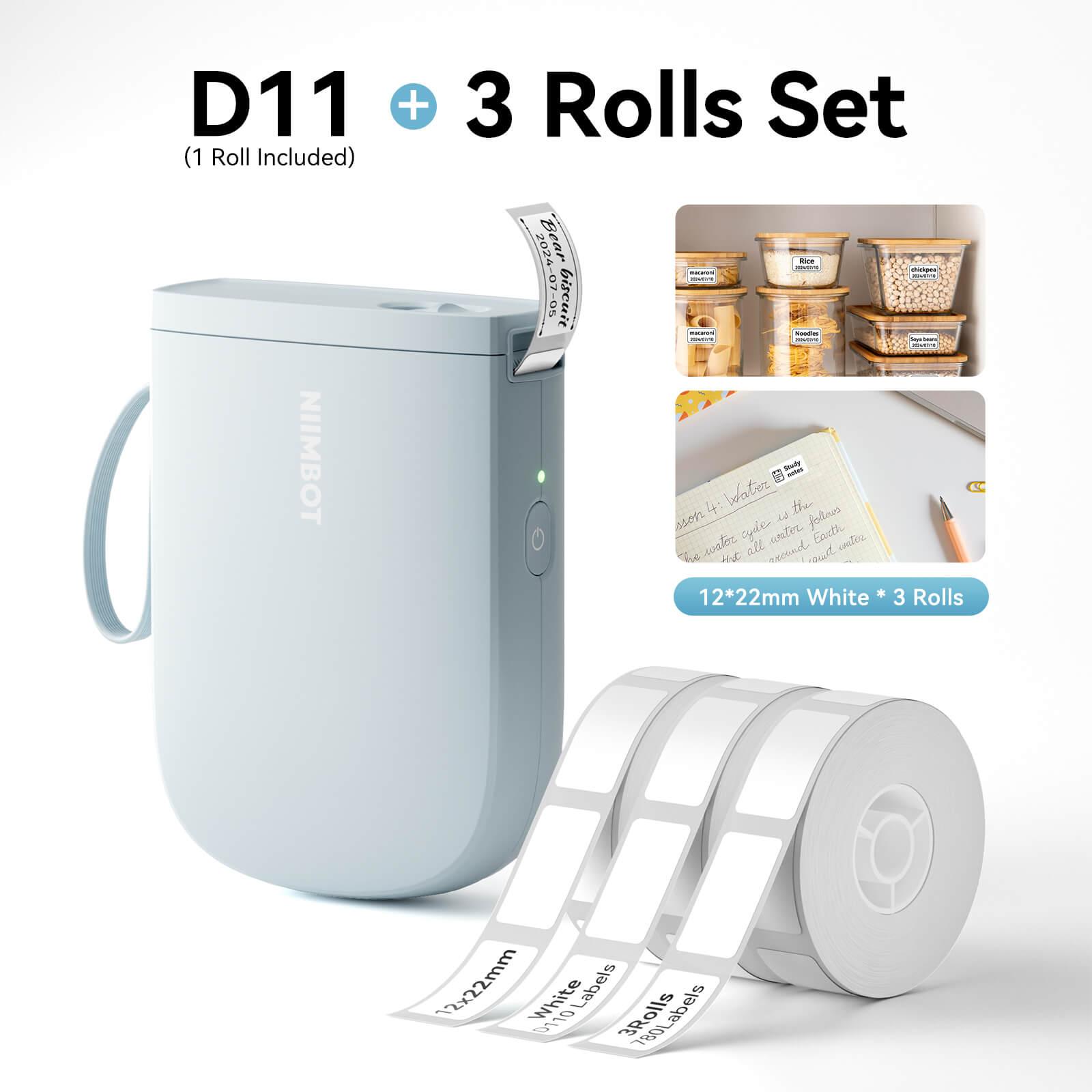 NIIMBOT D11 Upgraded 300dpi Mini Printer Portable Bluetooth Connection for Home, School