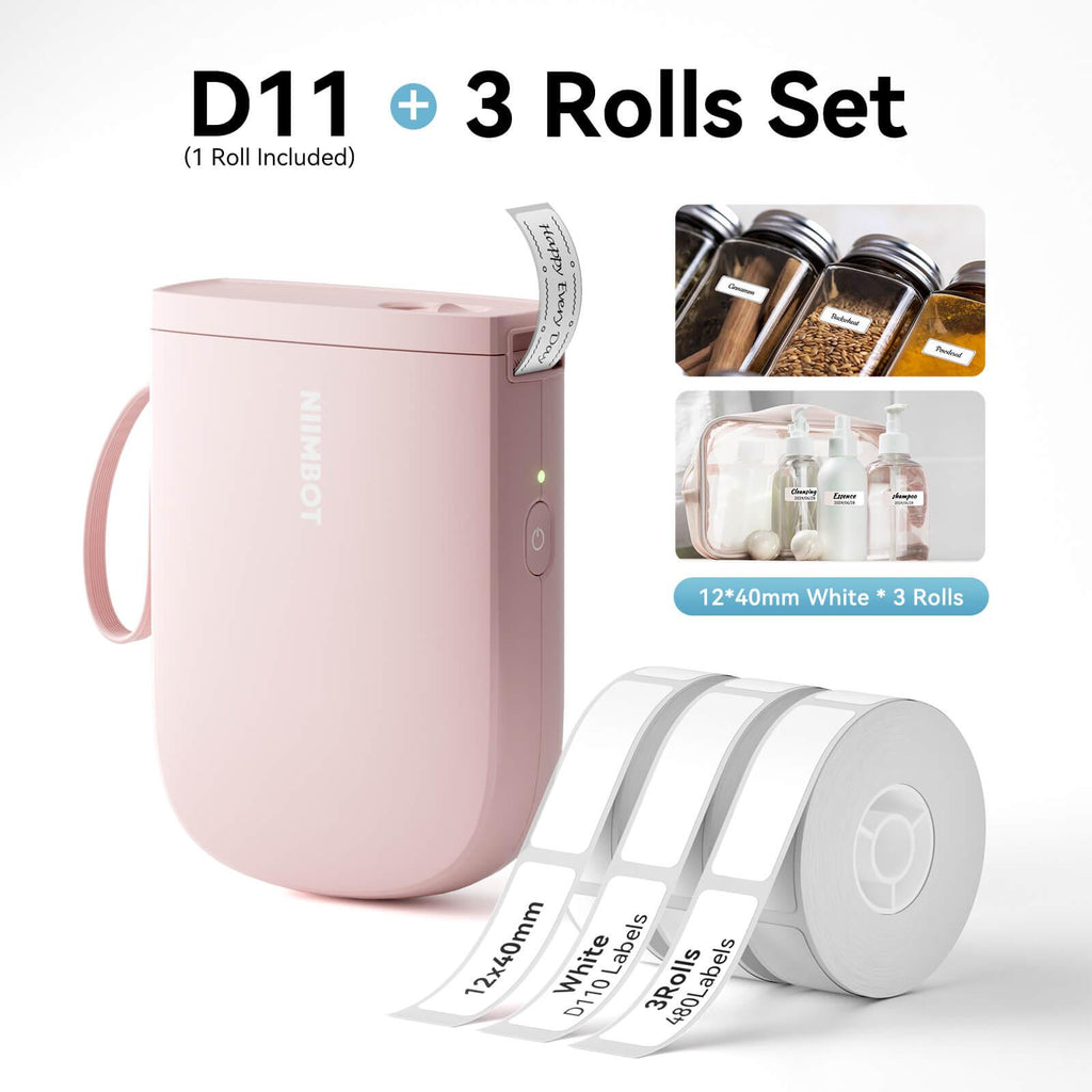 NIIMBOT D11 Upgraded 300dpi Mini Printer Portable Bluetooth Connection for Home, School