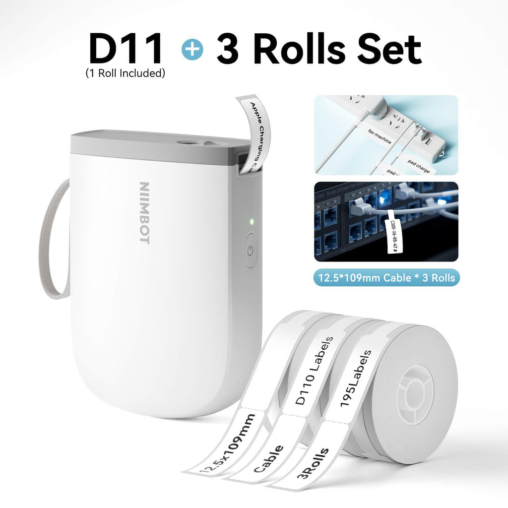 NIIMBOT D11 Upgraded 300dpi Mini Printer Portable Bluetooth Connection for Home, School