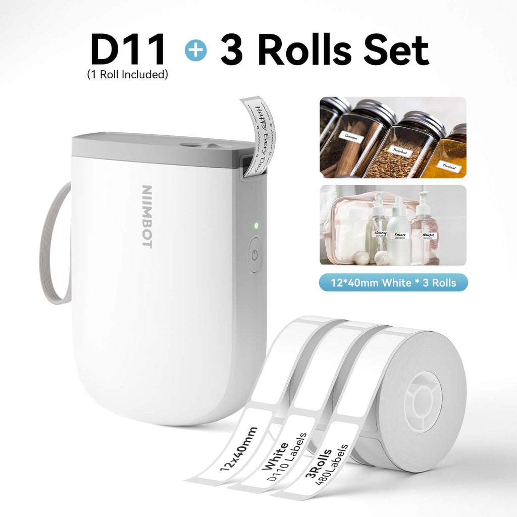 NIIMBOT D11 Upgraded 300dpi Mini Printer Portable Bluetooth Connection for Home, School