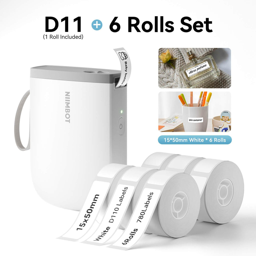 NIIMBOT D11 Upgraded 300dpi Mini Printer Portable Bluetooth Connection for Home, School