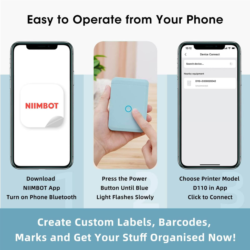 NIIMBOT D110 0.5 Inch Label Printer with Tape - Efficient Labeling On-the-Go
