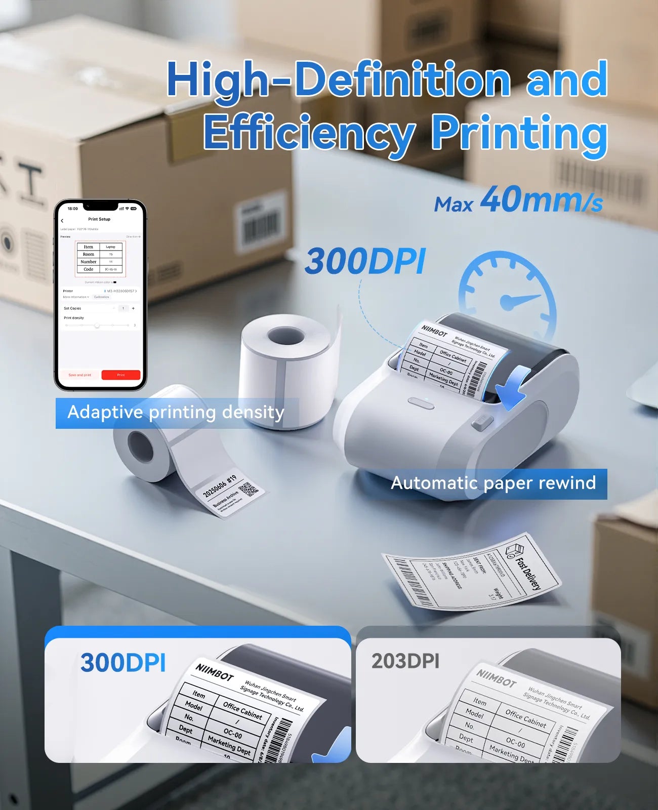 NIIMBOT M3 Inkless Label Maker, Bluetooth Color Thermal Transfer Printer for Shipping
