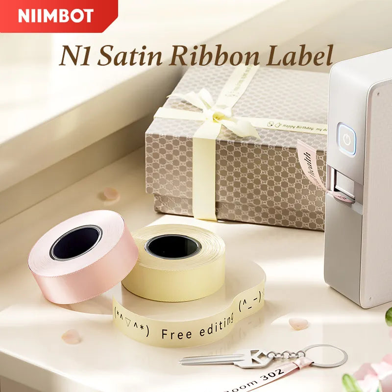 NIIMBOT N1 Satin Ribbon, Only for N1 Label Maker, for Gift, Wedding, Party, Craft Wrapping, DIY (14mm x 5.1m)
