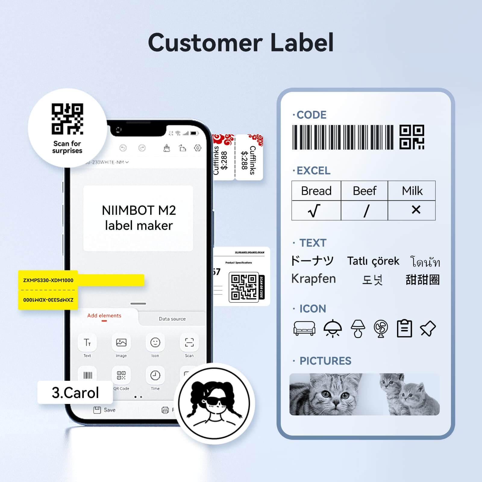 Thermal Transfer Label Printer Labels for M2, M3