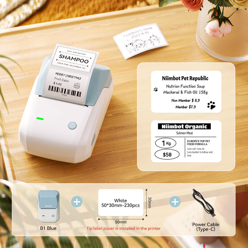 NIIMBOT B1 Inkless Thermal Label Printer, Create Professional Business Labels with Ease