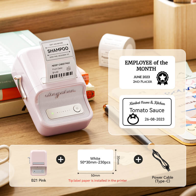 NIIMBOT B21 Bluetooth Thermal Label Printer, Efficient for Home, Office, Business