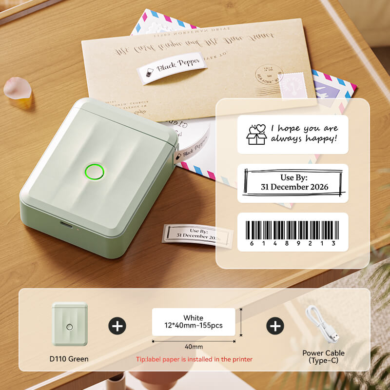 NIIMBOT D110 Upgraded Thermal Switch Mini Label Maker Bluetooth for Office Home School