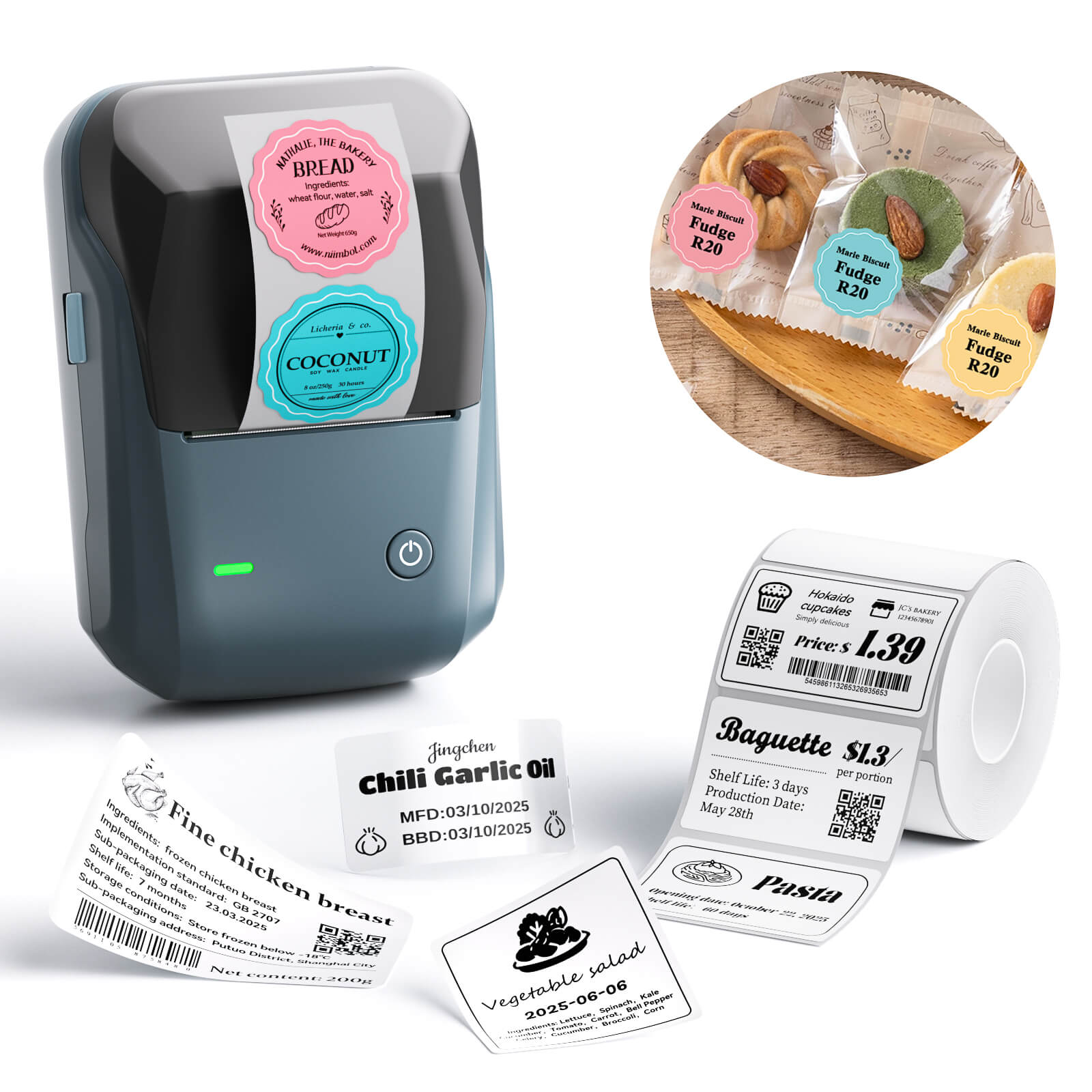 NIIMBOT B1 Thermal Food label printer for Home, Business Support Android, iPhone, Windows