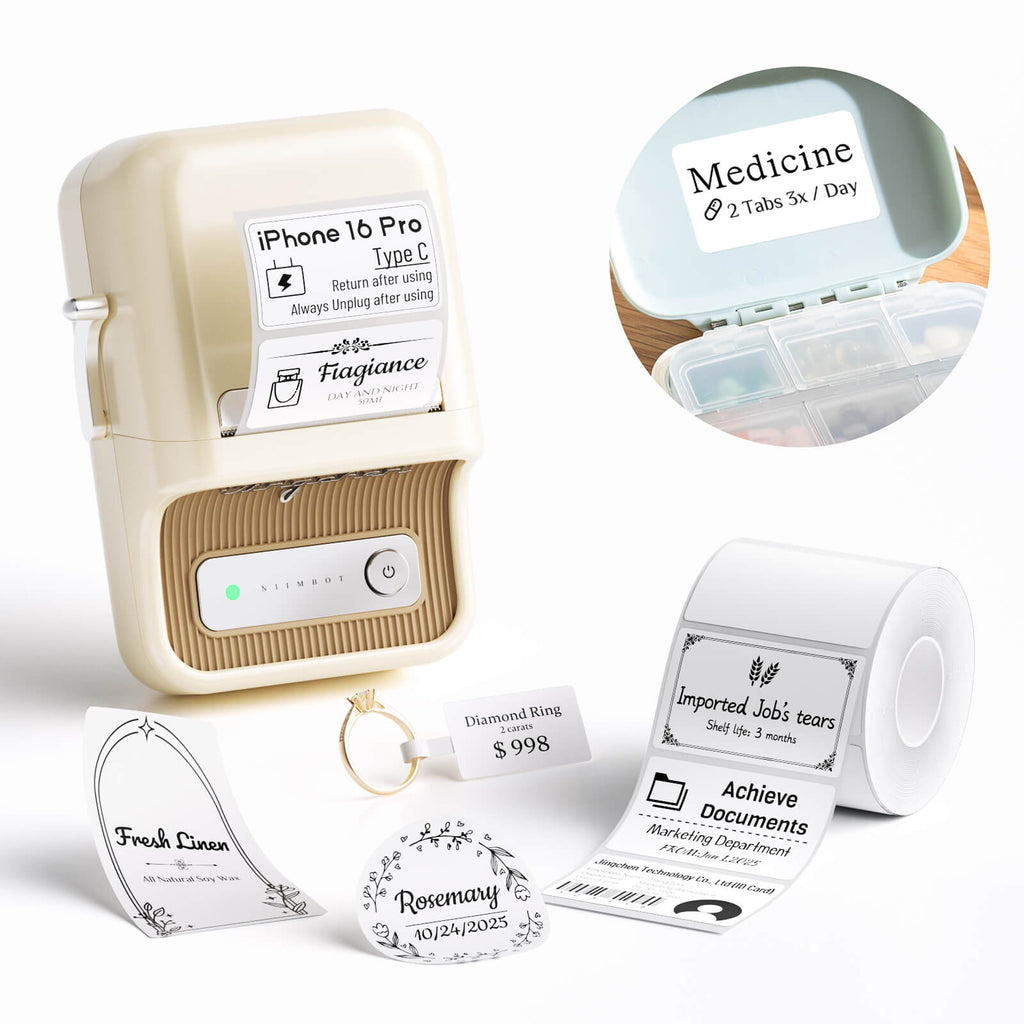 NIIMBOT B21 Bluetooth Thermal Label Printer, Efficient for Home, Office, Business